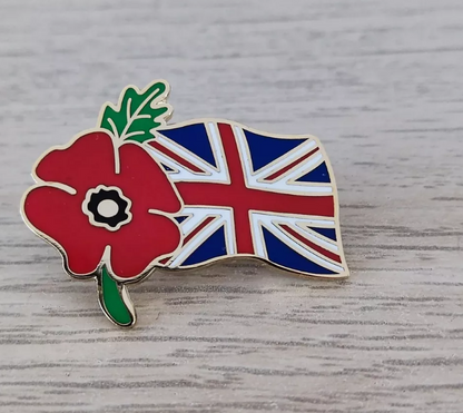 UK Flag Poppy Flower Badge 2024 Brooch Remembrance Day Poppy