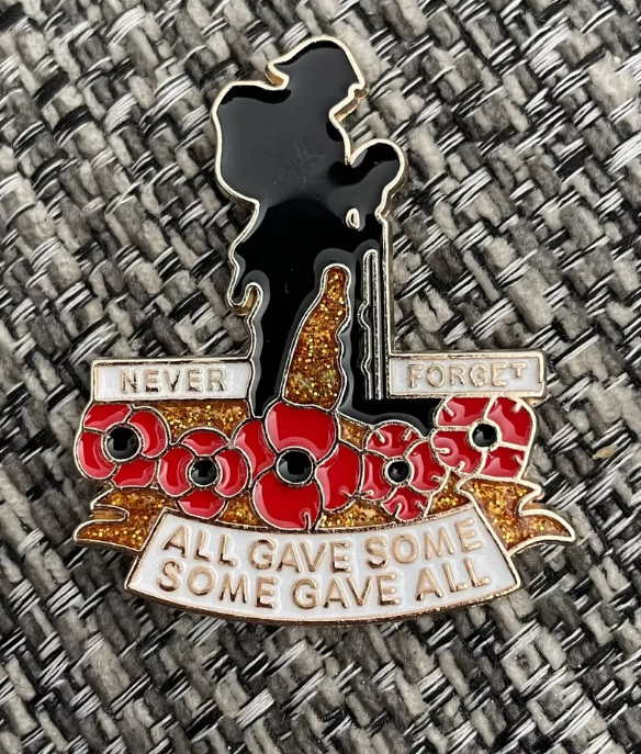 Never Forget Badge World War Remembrance Day Poppy Veteran Soldier