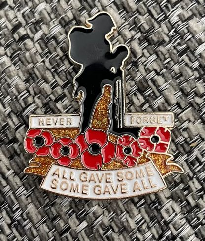 Never Forget Badge World War Remembrance Day Poppy Veteran Soldier