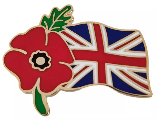 UK Flag Poppy Flower Badge 2024 Brooch Remembrance Day Poppy