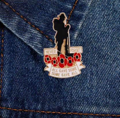 Never Forget Badge World War Remembrance Day Poppy Veteran Soldier