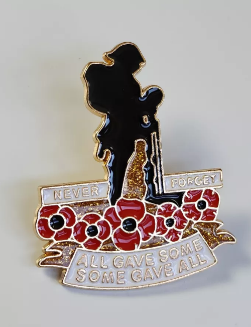 Never Forget Badge World War Remembrance Day Poppy Veteran Soldier