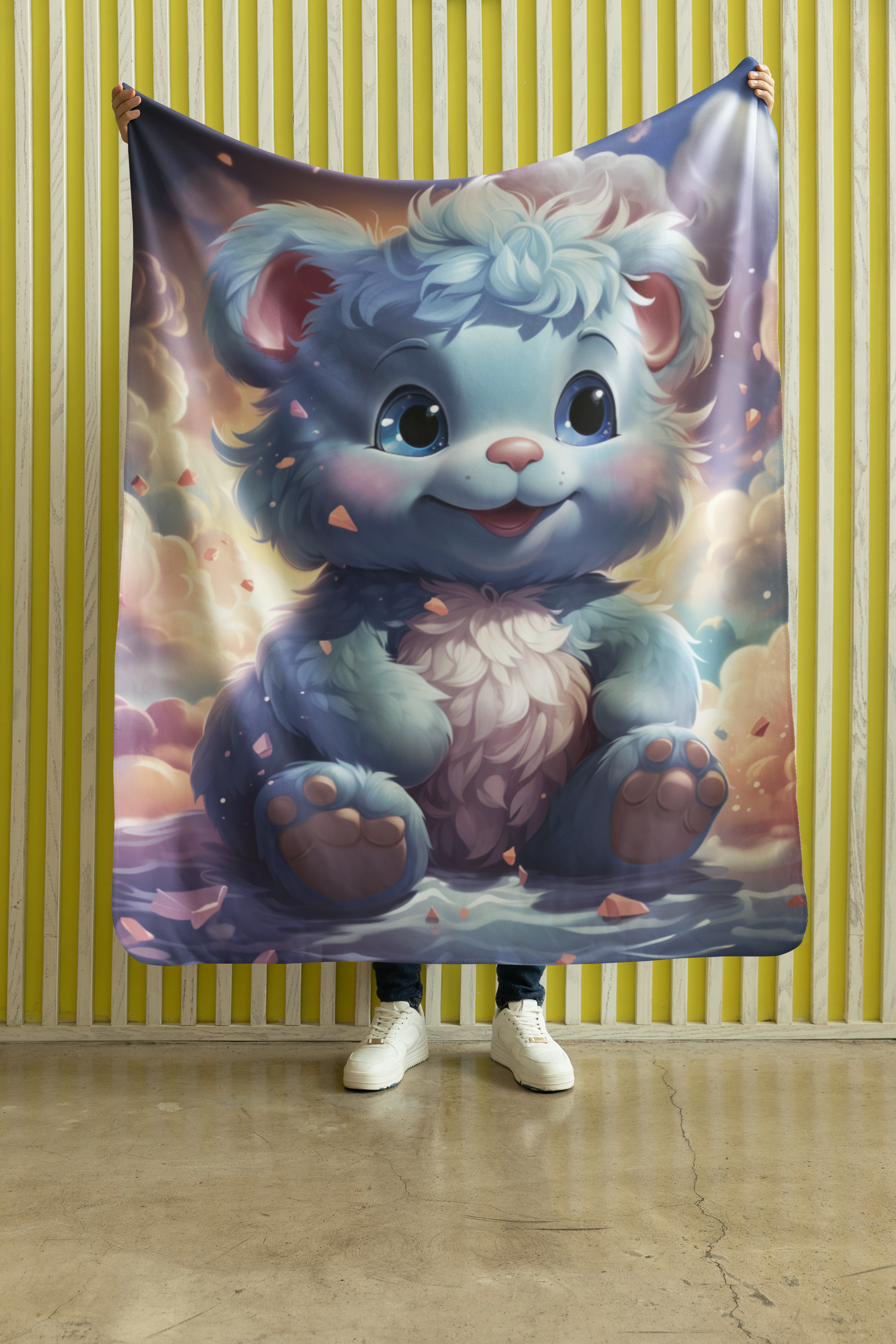 Cute Blue Teddy Bear blanket