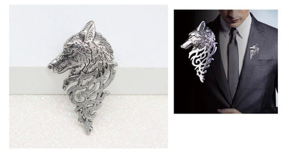 Vintage Wolf Head Brooch