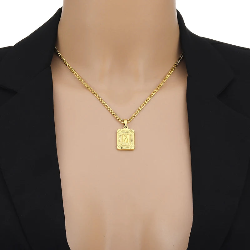 Gold Initial Letter Necklace