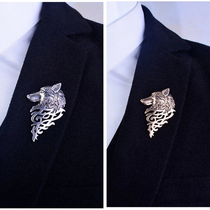 Vintage Wolf Head Brooch