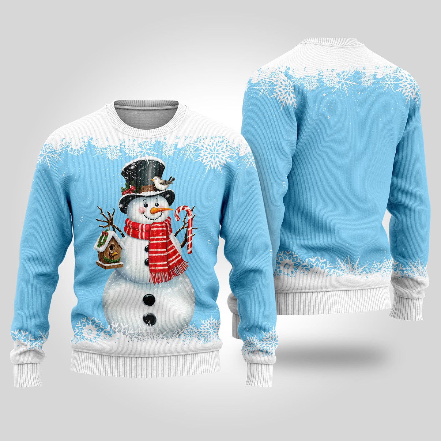 Christmas Sweater Snowman Snowflakes