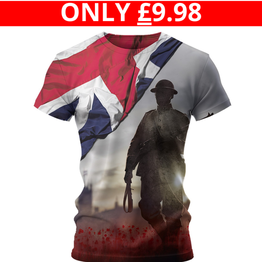 Uk Soldier Flag Poppy Area - Promo T-Shirt