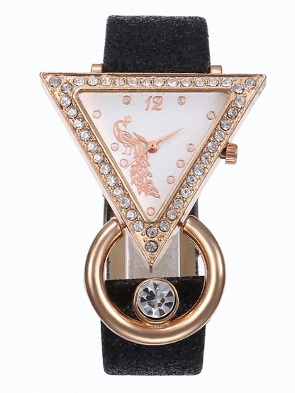 Luxury women's rhinestone quartz watch and necklace