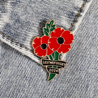 2024 Lest We Forget Poppy Flowers Pins World War I Commemorative Memorial Brooch