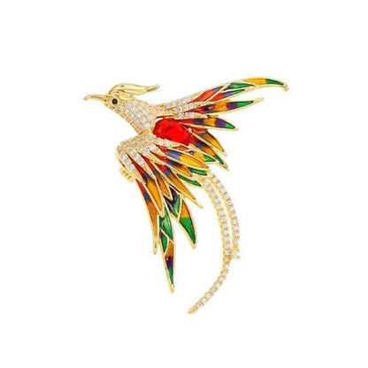 Elegant Multicolor Phoenix Brooch