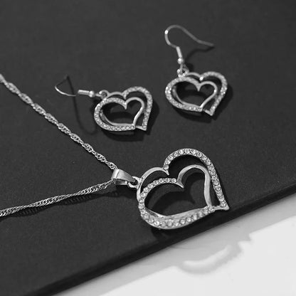 3 Pcs Set Heart Shaped Jewelry Pendant Necklace