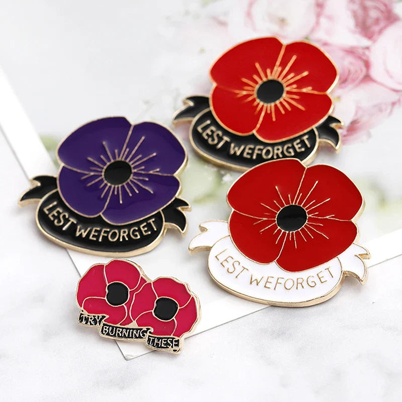 Poppy Flower Badge 2024 UK USA France Canada World War Remembrance Veteran