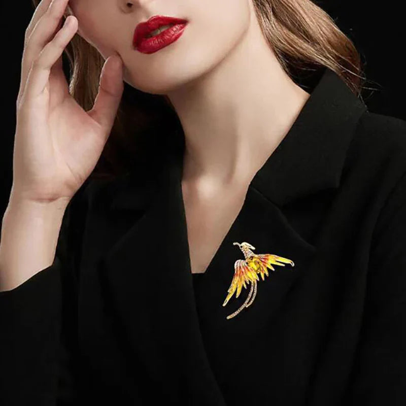 Elegant Multicolor Phoenix Brooch