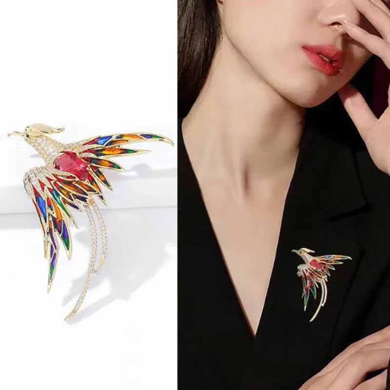 Elegant Multicolor Phoenix Brooch