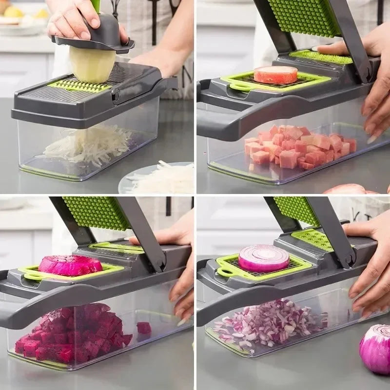 Multifunctional Vegetable Chopper Handle Slicer And Dicer