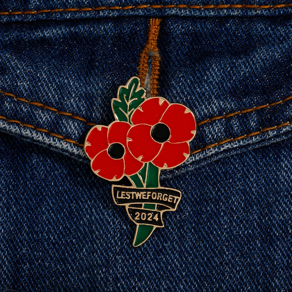 2024 Lest We Forget Poppy Flowers Pins World War I Commemorative Memorial Brooch