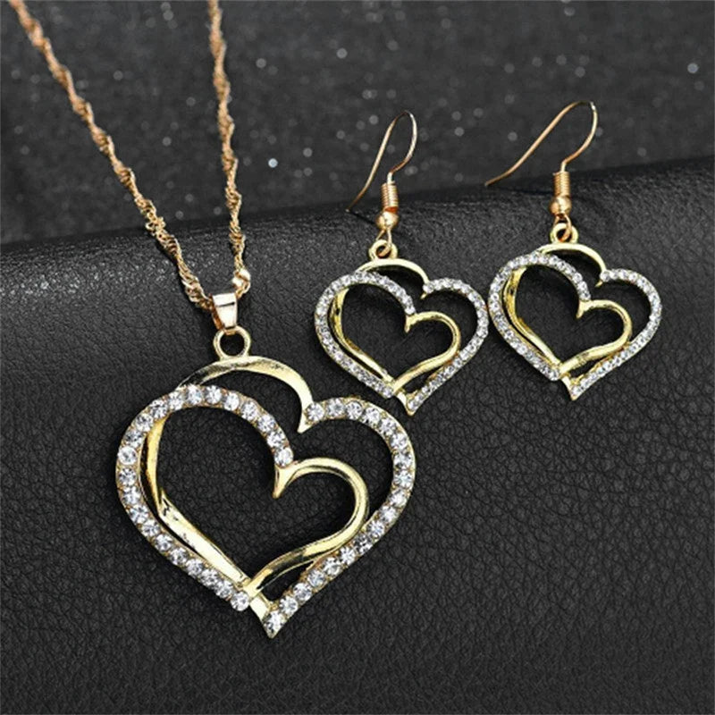 3 Pcs Set Heart Shaped Jewelry Pendant Necklace