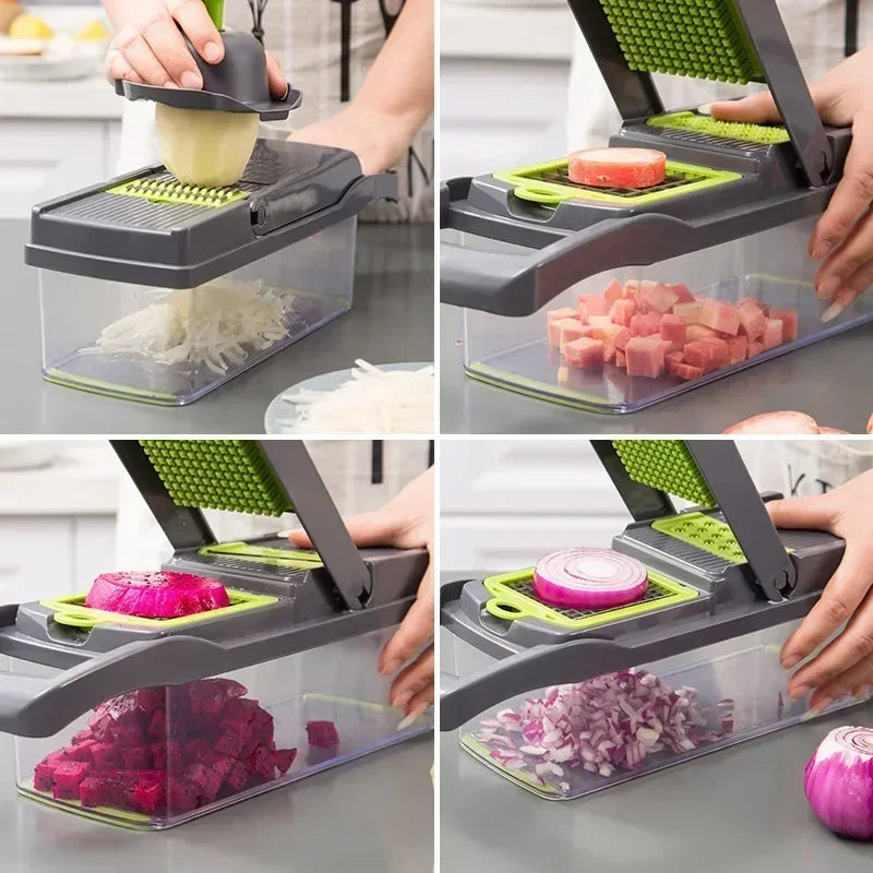 Multifunctional Vegetable Chopper Handle Slicer And Dicer