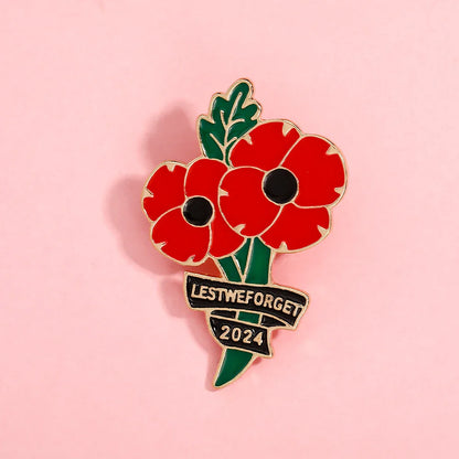 2024 Lest We Forget Poppy Flowers Pins World War I Commemorative Memorial Brooch