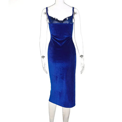 Elegant Velvet Bodycon Midi Dress