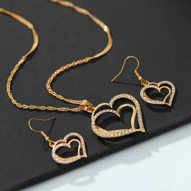 3 Pcs Set Heart Shaped Jewelry Pendant Necklace