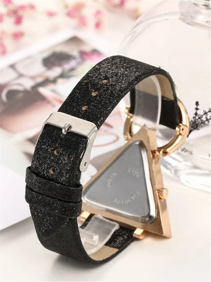 Luxury women's rhinestone quartz watch and necklace