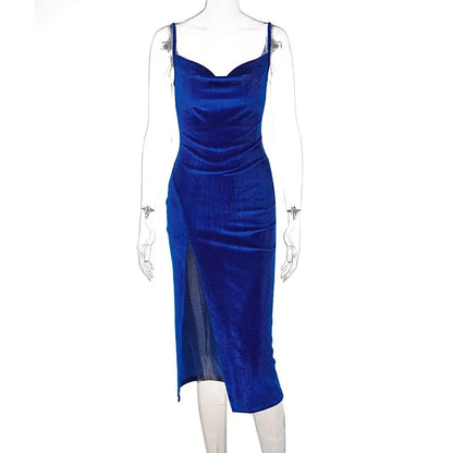 Elegant Velvet Bodycon Midi Dress