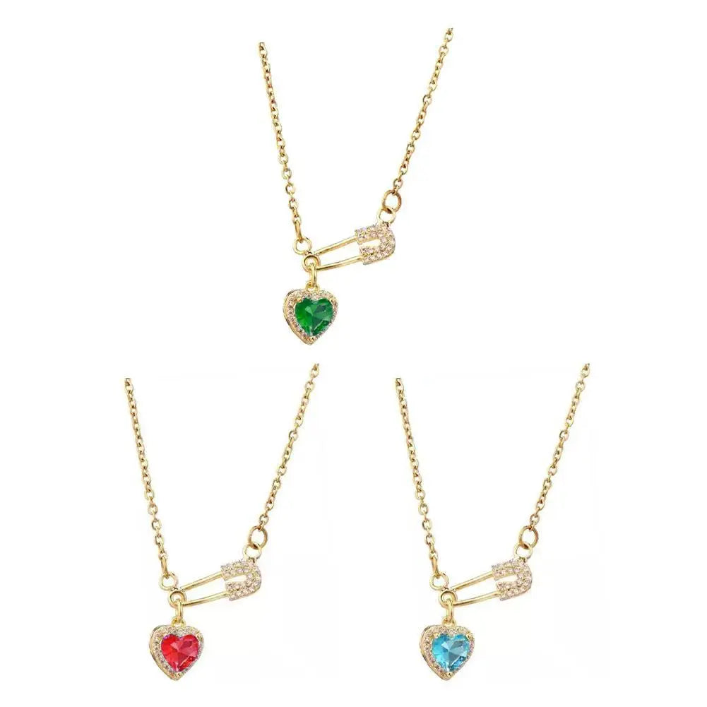 Heart Necklace Pin Clip Chains