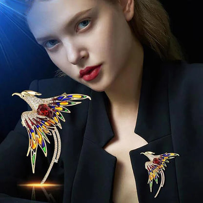 Elegant Multicolor Phoenix Brooch