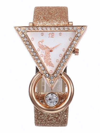 Luxury women's rhinestone quartz watch and necklace