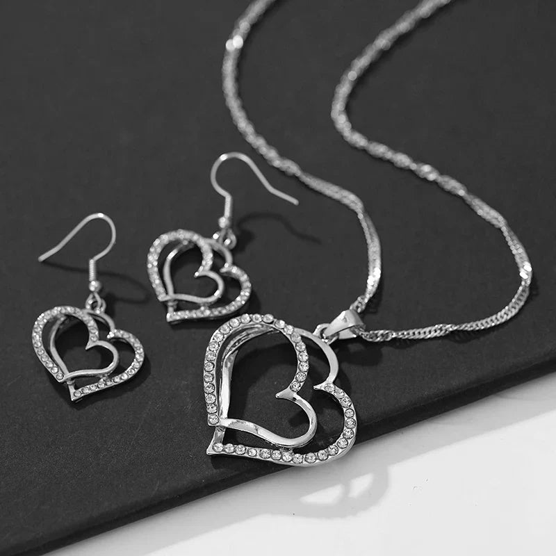 3 Pcs Set Heart Shaped Jewelry Pendant Necklace