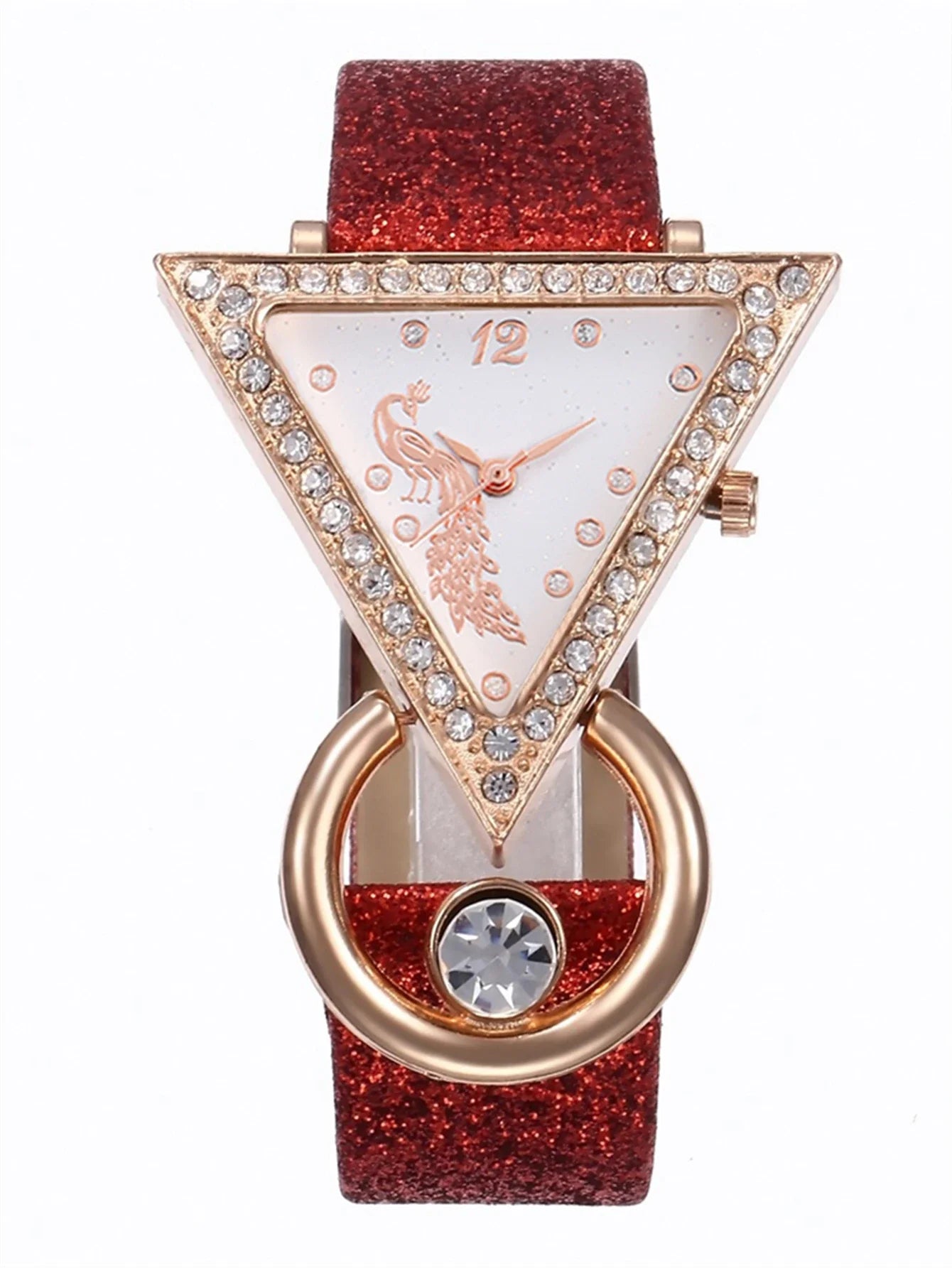 Luxury women's rhinestone quartz watch and necklace