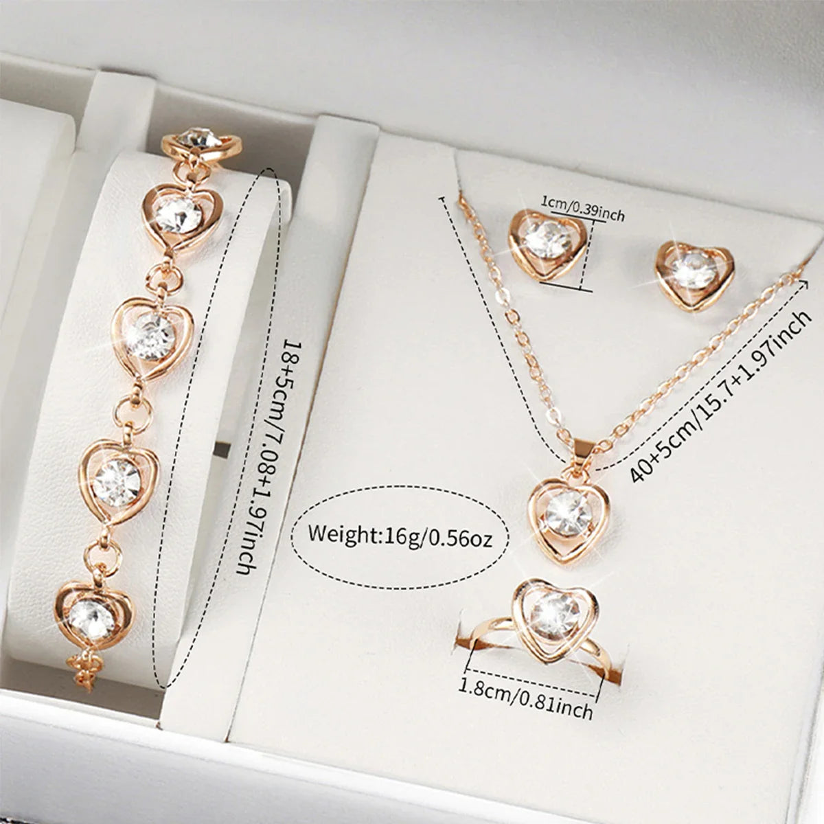 Rhinestone Heart  Jewelry Set