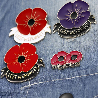 Poppy Flower Badge 2024 UK USA France Canada World War Remembrance Veteran