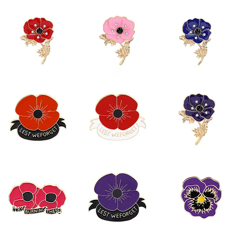 Poppy Flower Badge 2024 UK USA France Canada World War Remembrance Veteran