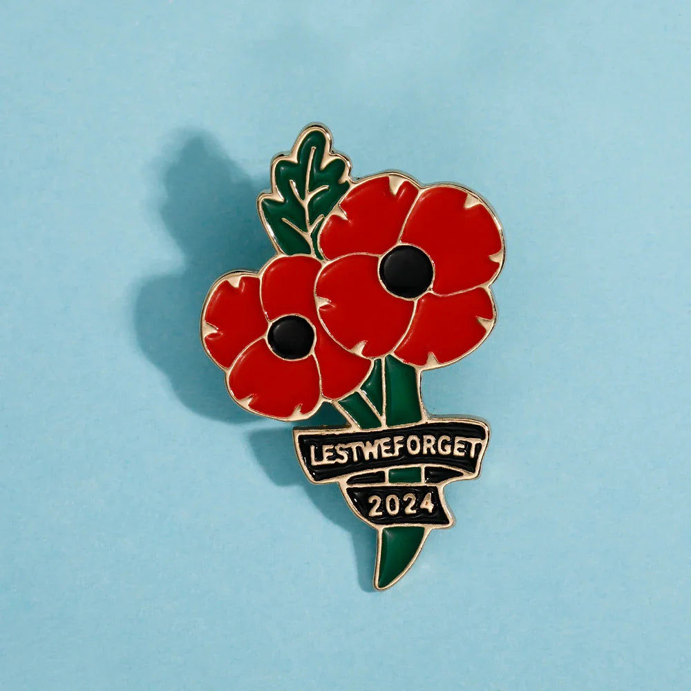 2024 Lest We Forget Poppy Flowers Pins World War I Commemorative Memorial Brooch