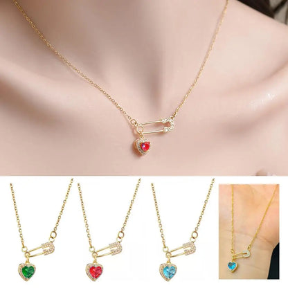 Heart Necklace Pin Clip Chains