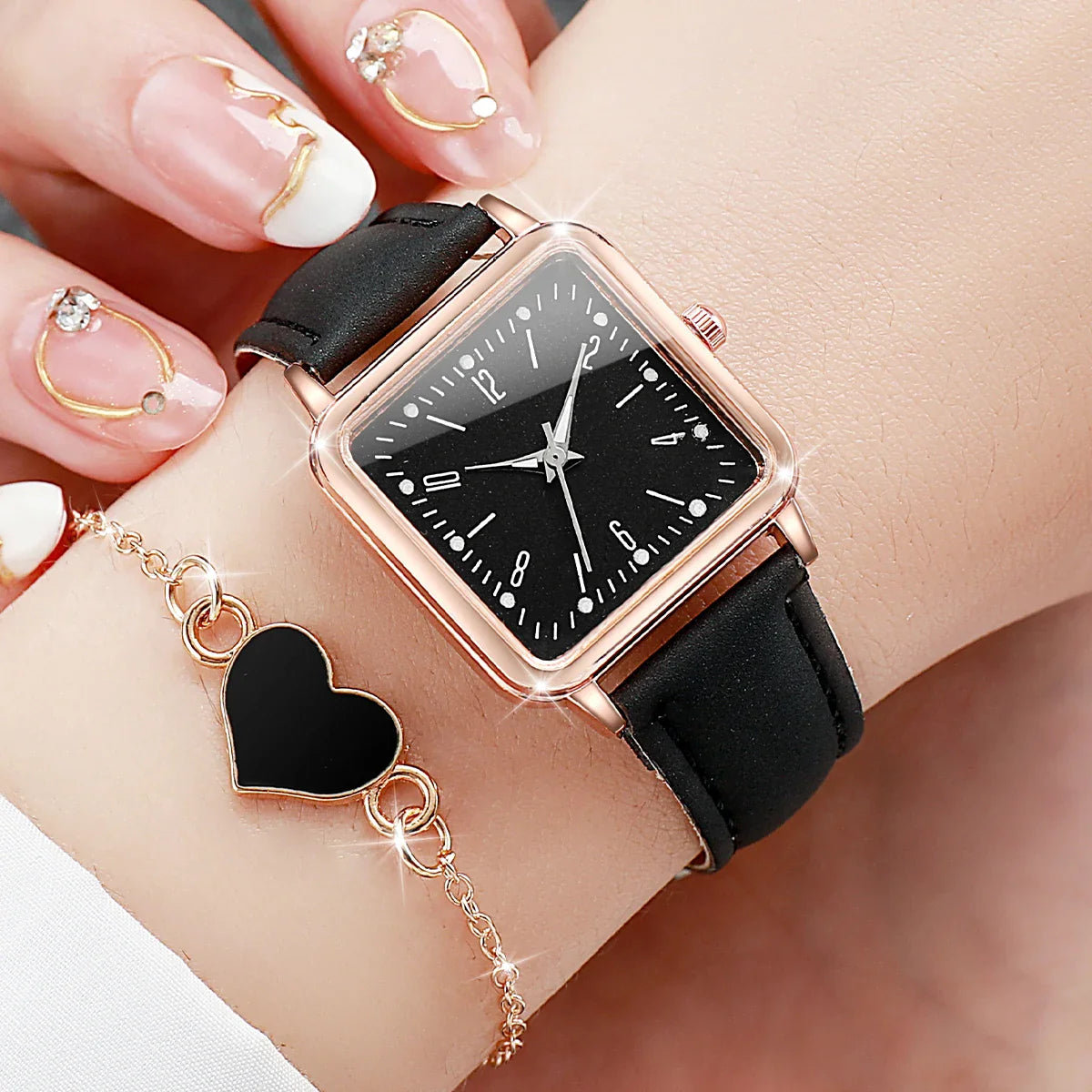 Square Watch Leather Band Set