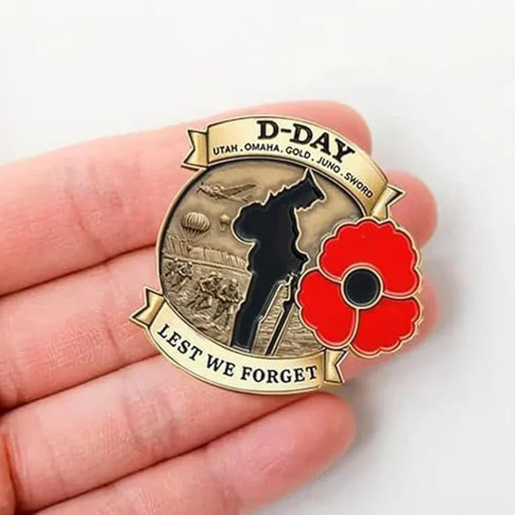 D-DAY 80th Anniversary Commemorative Badge Brooch Poppy Pin