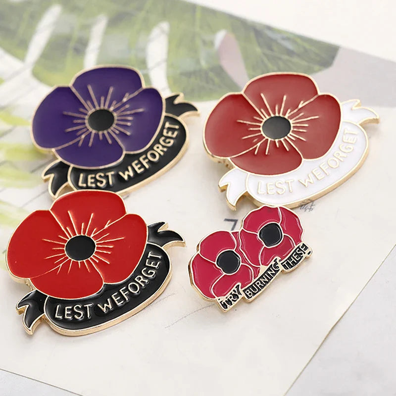 Poppy Flower Badge 2024 UK USA France Canada World War Remembrance Veteran