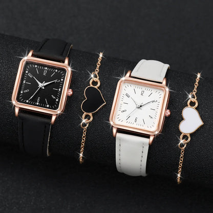 Square Watch Leather Band Set