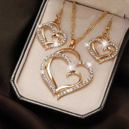 3 Pcs Set Heart Shaped Jewelry Pendant Necklace