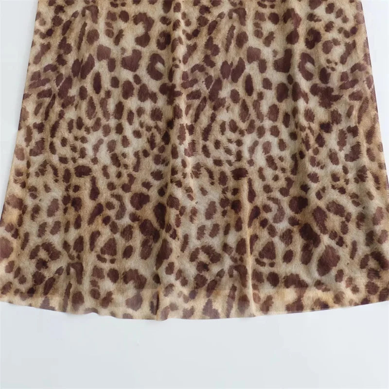 Leopard Print Long Dress Backless Slip