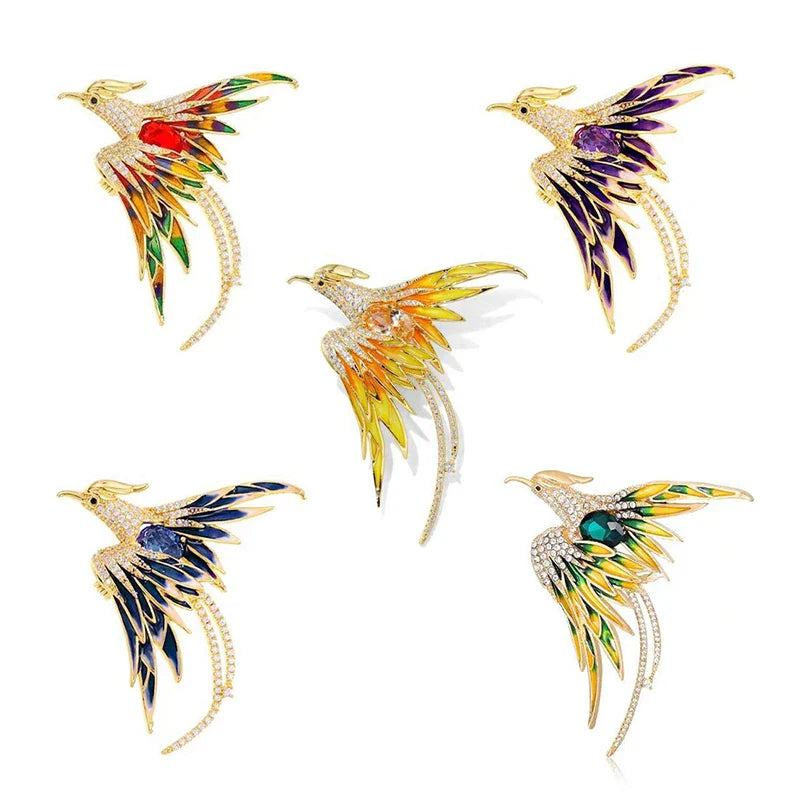 Elegant Multicolor Phoenix Brooch