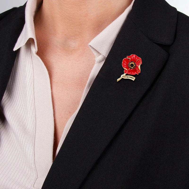 Red Poppy Pins Flowers Brooch Remembrance Day Veterans Memorial Lest We Forget