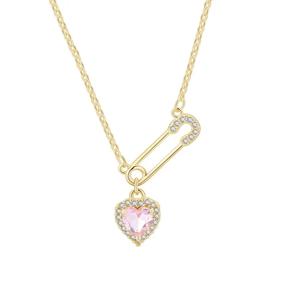 Heart Necklace Pin Clip Chains